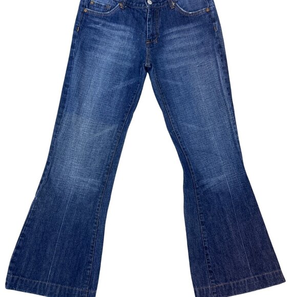 7 For All Mankind Dojo Women's Size 30 Flare Jeans Dark Wash Wide Leg 703795 - Picture 2 of 10